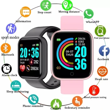 Y68 akıllı saat Erkek Kadın Kol Saatleri D20 Smartwatch Elektronik Saat Spor Monitör doğum günü hediyesi Xiaomi Huawei İçin Bilezik