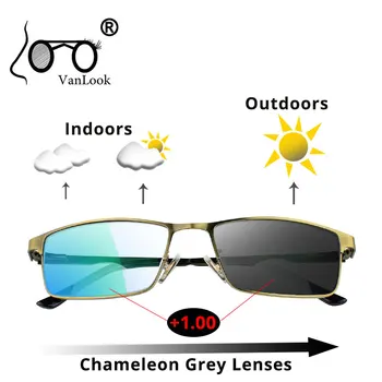 Bifokal okuma gözlüğü Fotokromik Güneş Gözlüğü Bukalemun Lens Çerçeve Erkekler Kadınlar İçin Sight Gözlük +1.5 2 2.5