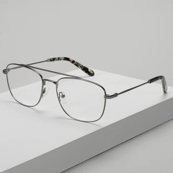 ZENOTTIC Vintage Metal Gözlük Çerçeve Erkekler Lüks Marka Tasarımcısı Çift Köprü Optik Gözlük Çerçeveleri Moda Miyopi Gözlük