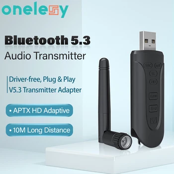 Onelesy USB Bluetooth 5.3 Adaptörü Kablosuz Dongle PC BT 5.3 Ses Alıcısı Verici Sürücü Ücretsiz APTX Kablosuz Verici