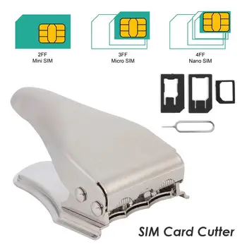 3 in 1 Çinko Alaşım + Paslanmaz Çelik Nano Mini Mikro SIM Kart Kesici Dayanıklı Cep Telefonu Manuel Araçları Değiştirmek