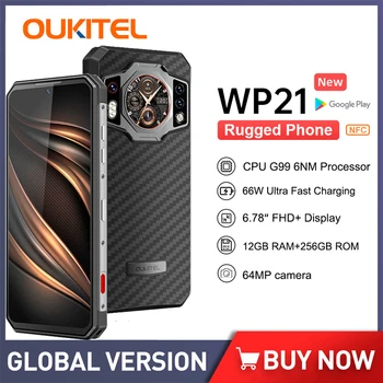 Oukıtel güçlendirilmiş akıllı telefon 4G Küresel 12GB RAM 256GB ROM Cep Telefonu 9800mah Cep Telefonları 64mp Kamera Unlocked Android Telefon