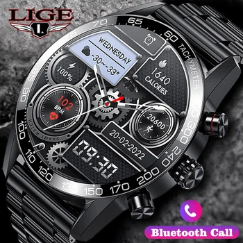 LIGE İş Bluetooth Çağrı akıllı saat Spor Kalp Hızı Bilekliği IP67 Su Geçirmez Müzik Çalar Yeni Tam Dokunmatik Erkekler Smartwatch